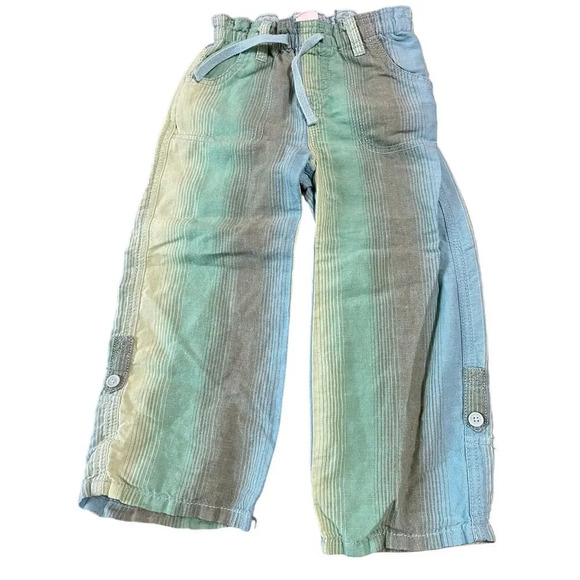 GAP Other - Baby Gap 2007 Cottagecore Size 3T Pastel Blue Lime Green Striped Pants Vibrant